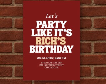 Let’s Party Like It’s Your Birthday! | Editable Canva Invitation | Retro Birthday Party Template | Digital Download