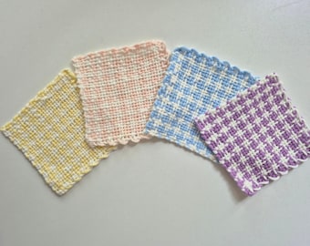 Handwoven Cotton Coaster Set of 4 – Rustic Farmhouse Drink Coasters, Handmade Table Decor, Eco-Friendly Gift for Coffee & Tea Lovers