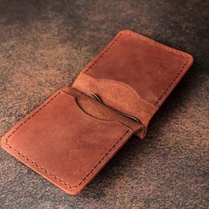 Billetera de cuero con clip para billetes para hombre, Billetera con clip personalizada, Billetera plegable con clip metálico, Billetera con clip personalizada, Billetera grabada para hombre