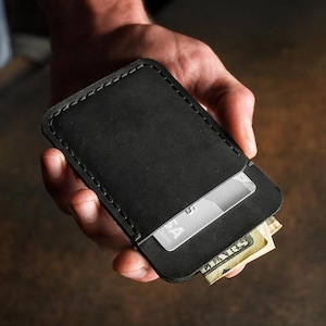 Slanke leren kaarthouder heren, gegraveerde kaarthouder, aangepaste creditcardorganizer, leren kaarthouder, houder voor kleine visitekaartjes, kaarthoes