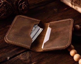Custom leather card holder, Leather credit card wallet, Personalized card holder, Slim card holder women, Bifold card holder, Card case