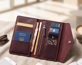 名入れレザー製トラベルウォレット、レザー製パスポートウォレット、旅行書類オーガナイザー、カスタムトラベルウォレット、旅行用パスポートオーガナイザー