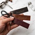 Personalized Leather Bottle Tag, Whiskey Decanter Tag, Bourbon Bottle Tag, Wine Tags, Custom Leather Bottle Label, Home Bar Gifts for Men product logo