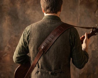 Custom leather guitar strap, Personalized guitar strap, Adjustable leather guitar strap, Handmade guitar strap, Engraved guitar strap
