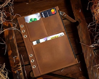 Leather binder insert, Leather flyleaf, Personalized binder insert, Leather planner insert a5, Binder insert organizer, Ring binder insert