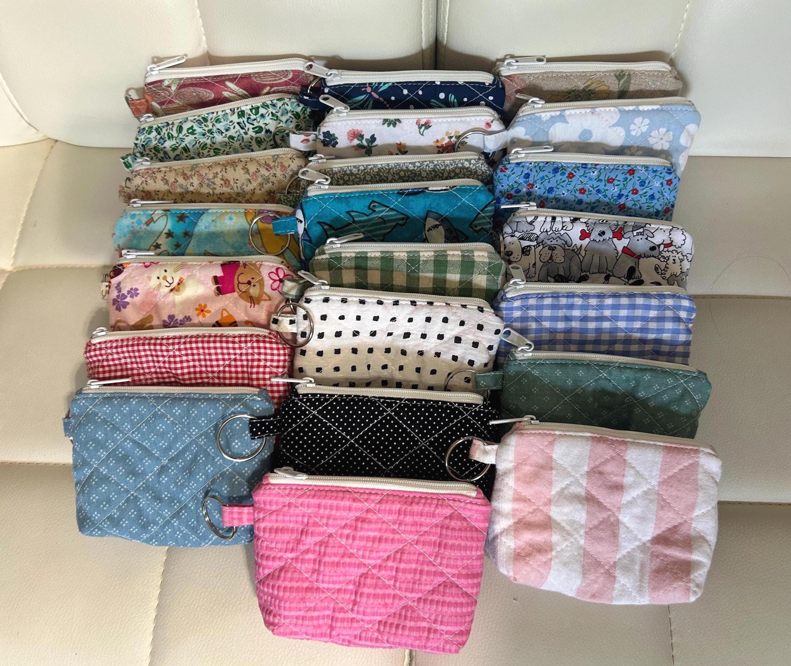 Fun Fabric Coin Pouches/Quilted Wallet, Small Zipper Pouch, Flat Bottom Pouch