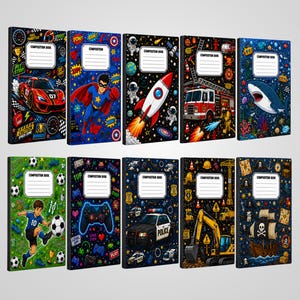 Canva Editable Composition Notebook Cover Templates for every boys: Back to School Mega Bundle, No Design Skills Needed,Digital Download)