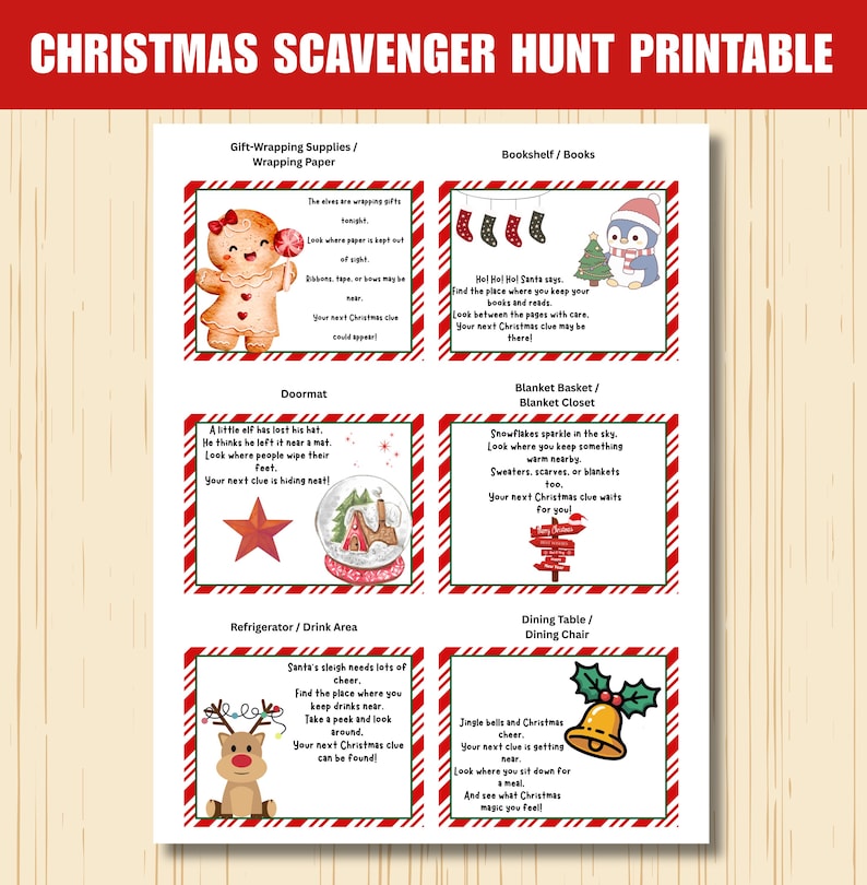 Retro Christmas Scavenger Hunt Kids Printable Treasure Hunt Christmas ...
