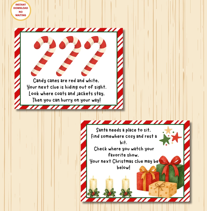 Retro Christmas Scavenger Hunt Kids Printable Treasure Hunt Christmas ...