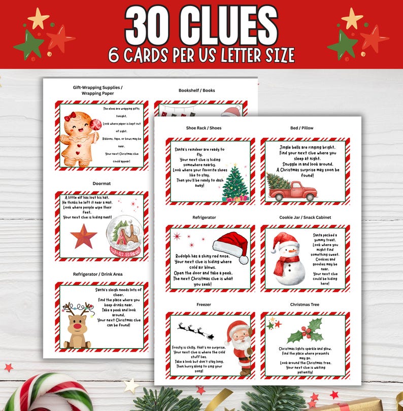 Retro Christmas Scavenger Hunt Kids Printable Treasure Hunt Christmas ...