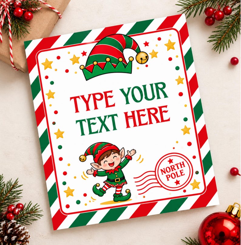 Mini Note Template Printable Editable Elf Note Cards Template, Printable Christmas Elf Notes for ...