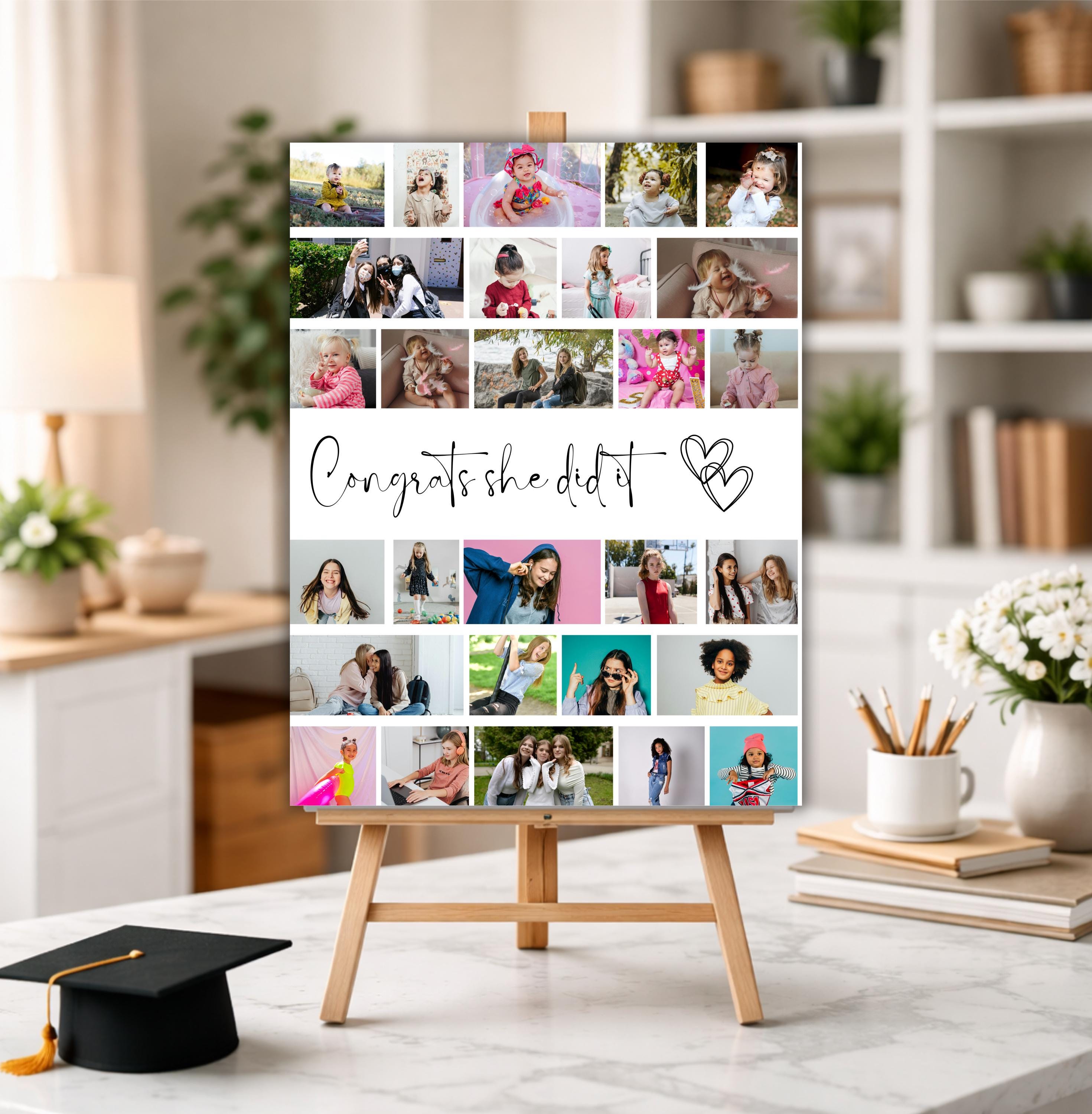 Graduation Photo Collage Examples Graduation Photo Collage Template Graduation Welcome Sign Graduation ...