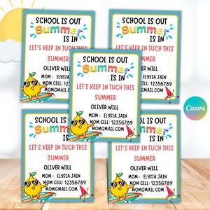 Spieldatum Karten, druckbare Sommer Kontaktkarte, Schulende Karten für Kinder, Spieldatum Visitenkarten, Kinder Sommer Kontaktkarte, Spiel Datum
