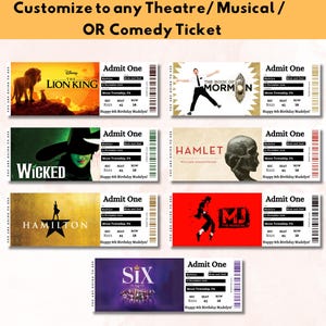 Custom Theater or musical ticket Stub,Personalized musical ticket Personalized Souvenir Keepsake, Ticket gift Birthday/Christmas Gift ticket