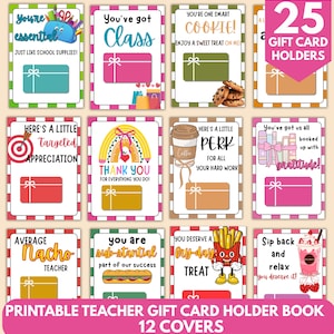 25 porta-carte regalo alla moda per insegnanti, regalo per il ritorno a scuola, regalo per la settimana di apprezzamento degli insegnanti, carta regalo per insegnanti di fine anno