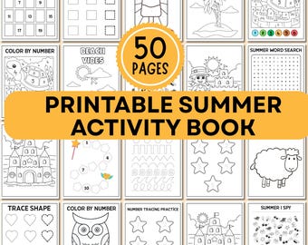 Summer Kids Activities Bundle: Printable Coloring Pages, Word Search (Digital Download)