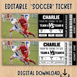 Regalo de entradas de fútbol, entradas de fútbol personalizadas, entradas de fútbol imprimibles, entradas para partidos de fútbol como regalo para Navidad o cumpleaños.