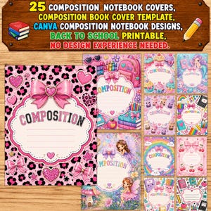 Composition Notebook Covers, Composition Book Cover template, Canva Composition Notebook Designs, Back to School Printable, Digital Download