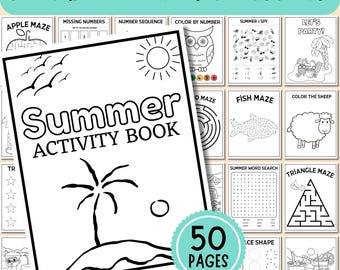 Summer Kids Activities Bundle: Printable Coloring Pages, Word Search (Digital Download)