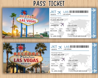 Bilhete editável para viagem surpresa a Las Vegas: Cartão de embarque personalizado
