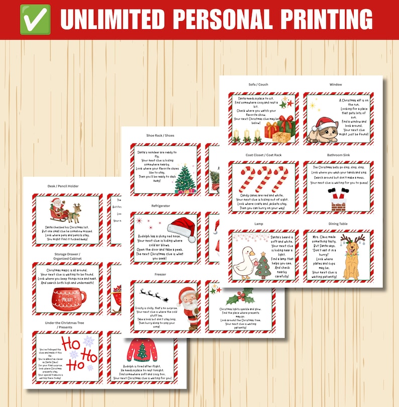Retro Christmas Scavenger Hunt Kids Printable Treasure Hunt Christmas ...