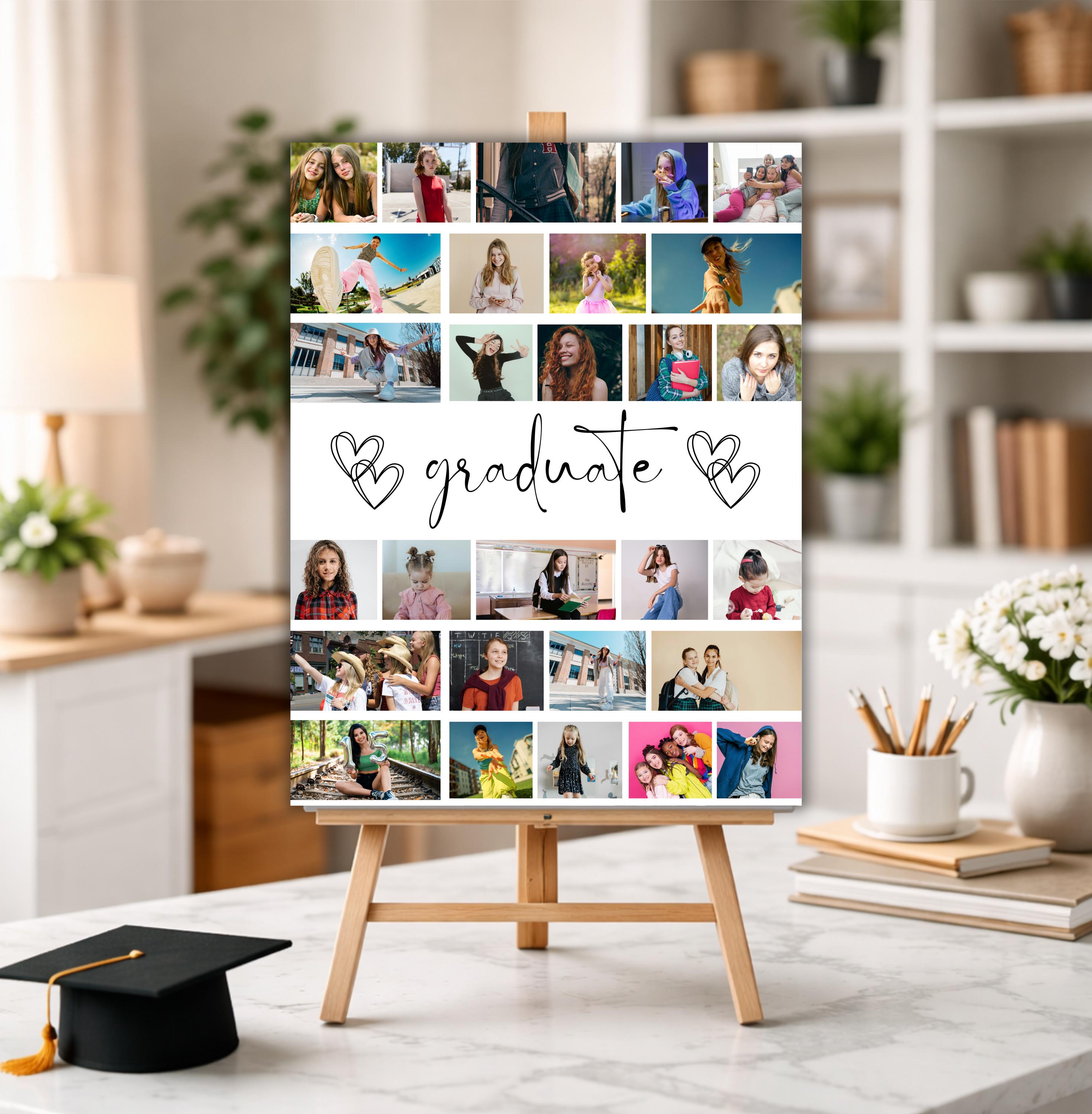 Graduation Photo Collage Examples Graduation Photo Collage Template Graduation Welcome Sign Graduation ...