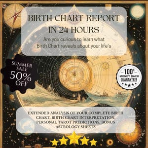 Lectura completa y personalizada de la carta natal / Informe detallado de la carta natal / Lectura astrológica detallada de la carta natal / Carta natal / Tarot astrológico