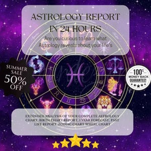 Lectura astrológica / Análisis de la carta natal astrológica / Astrocartografía / Pronóstico a 1 año / Informe de vidas pasadas / Lectura de la carta natal / 24 horas