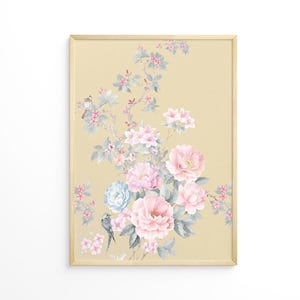 koreanische traditionelle Kunstdruck, Blumen und Vogel Malerei, Hwajodo, koreanische Volksmalerei, koreanische Kunst Poster, Minhwa