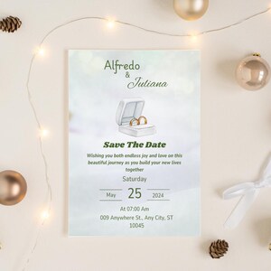 Green Simple Wedding Invitation Card Included Calligraphy Elegant Acrylic, Editable We do Wedding invite Download