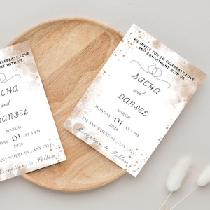 Modern Wedding Invitation Set Portrait Sketch Editable Template Printable Instant Download Minimalist Wedding Invite Bundle with RSVP