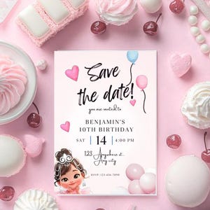 Princess Birthday Invitation with Photo Princess Invitation with Picture Girl Princesses Theme Party Invite Pink EDITABLE Instant Digital
