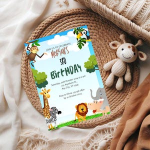 Party Animals Birthday Invitation, Jungle Safari Birthday Party Invite, Template, Calling All Party Animals, DIGITAL DOWNLOAD