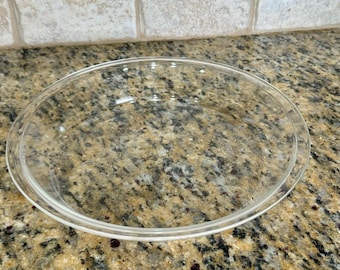 Vintage PYREX #210 Large Pie Plate 10.5" x 1 3/8" Clear Baking Dish Flat Rim USA