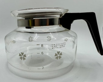 Jarra de repuesto de vidrio transparente con estampado floral vintage Mr. Coffee de 10 tazas.