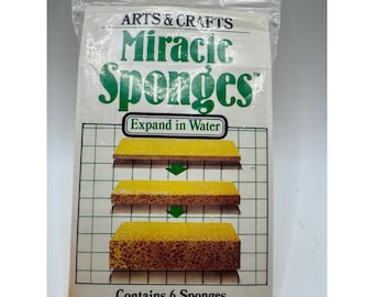 Miracle Sponges Compressed Cellulose Arts & Crafts 5 Pack Yellow Expandable