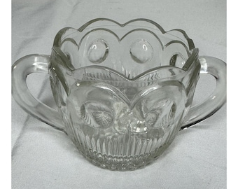 Vintage Barlett Collins Sugar Bowl St Genevieve Pattern Clear Scalloped Handle