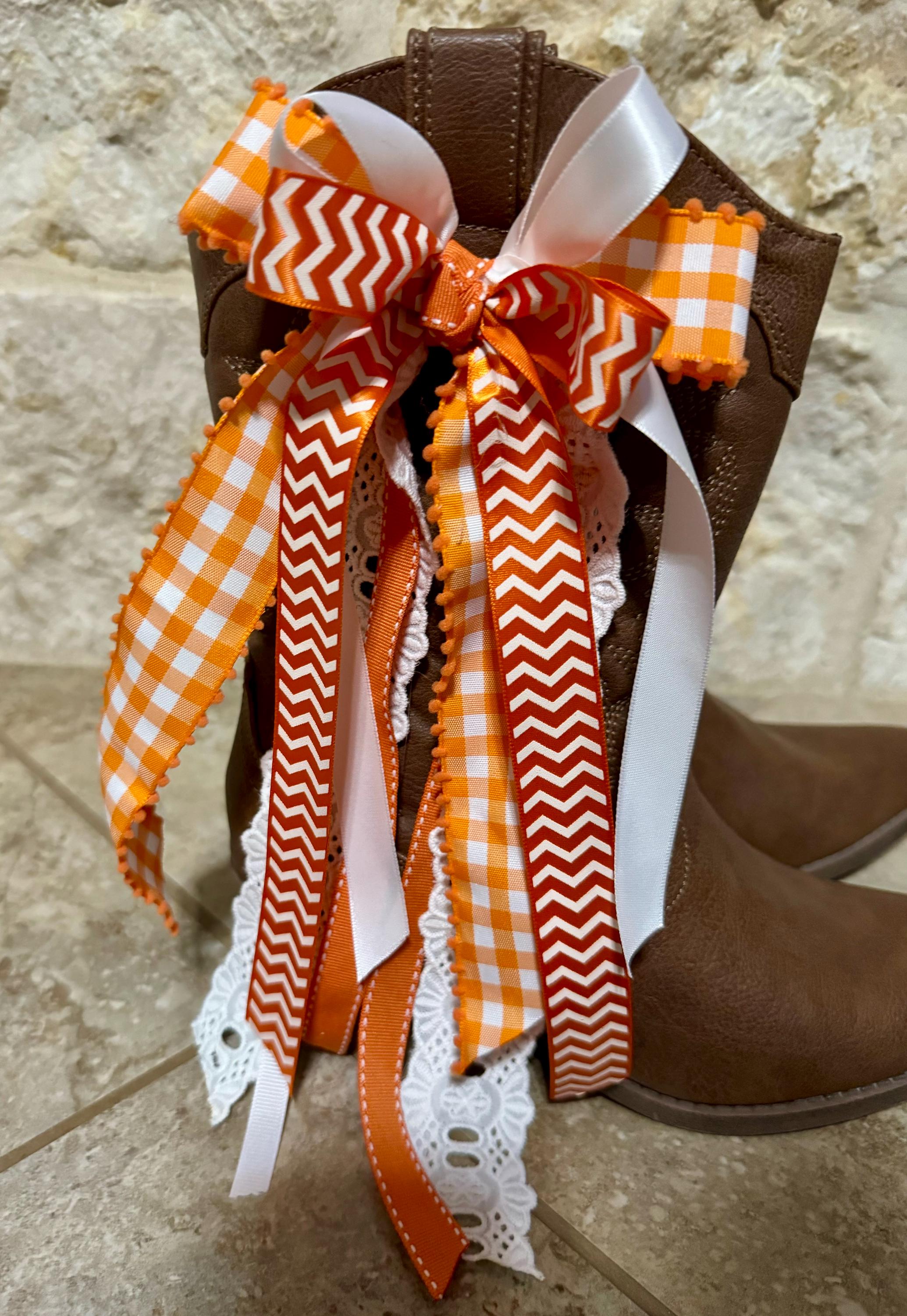 Boot Rivbons For Megan University of Texas Inspired Boot Bow Ribbons - Etsy