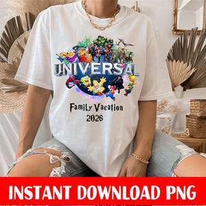 ユニバーサルファミリーバケーション2026 PNG、家族旅行、家族旅行、魔法使い旅行、ユニバーサルスタジオ、昇華。DTG、DTF