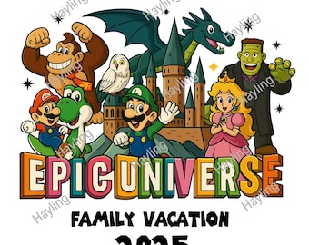 Epic Universe png, Universal Matching Family PNG, Design maglietta Epic Universe, Viaggio agli Universal Studios PNG, Vacanza in famiglia png