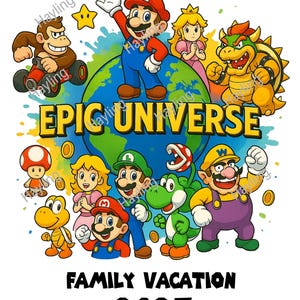 Universal Epic Mario 2025 Png, Viaggio in famiglia Png, Universal Studios Epic, Universal 2025 Png, Sublimazione, DTF, Download immediato Png