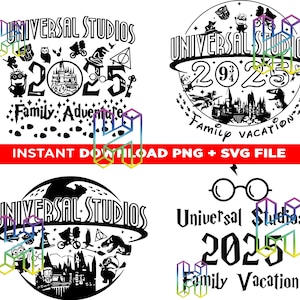 Bundle Universal Studios 2025 SVG, Family Vacation Svg, Family Trip Svg, Universal Studios Trip SVG, PNG Download, Vacation 2025 Svg, Png