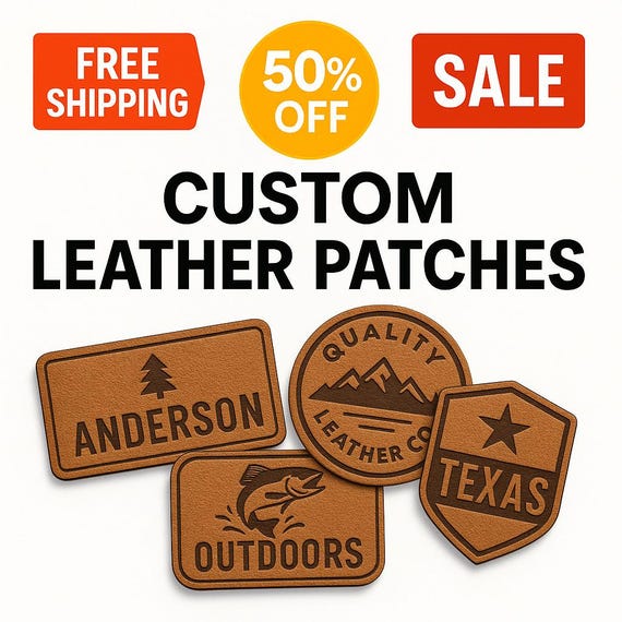 Laser Engraved Leather Patches: Custom Logo, Iron-on Available