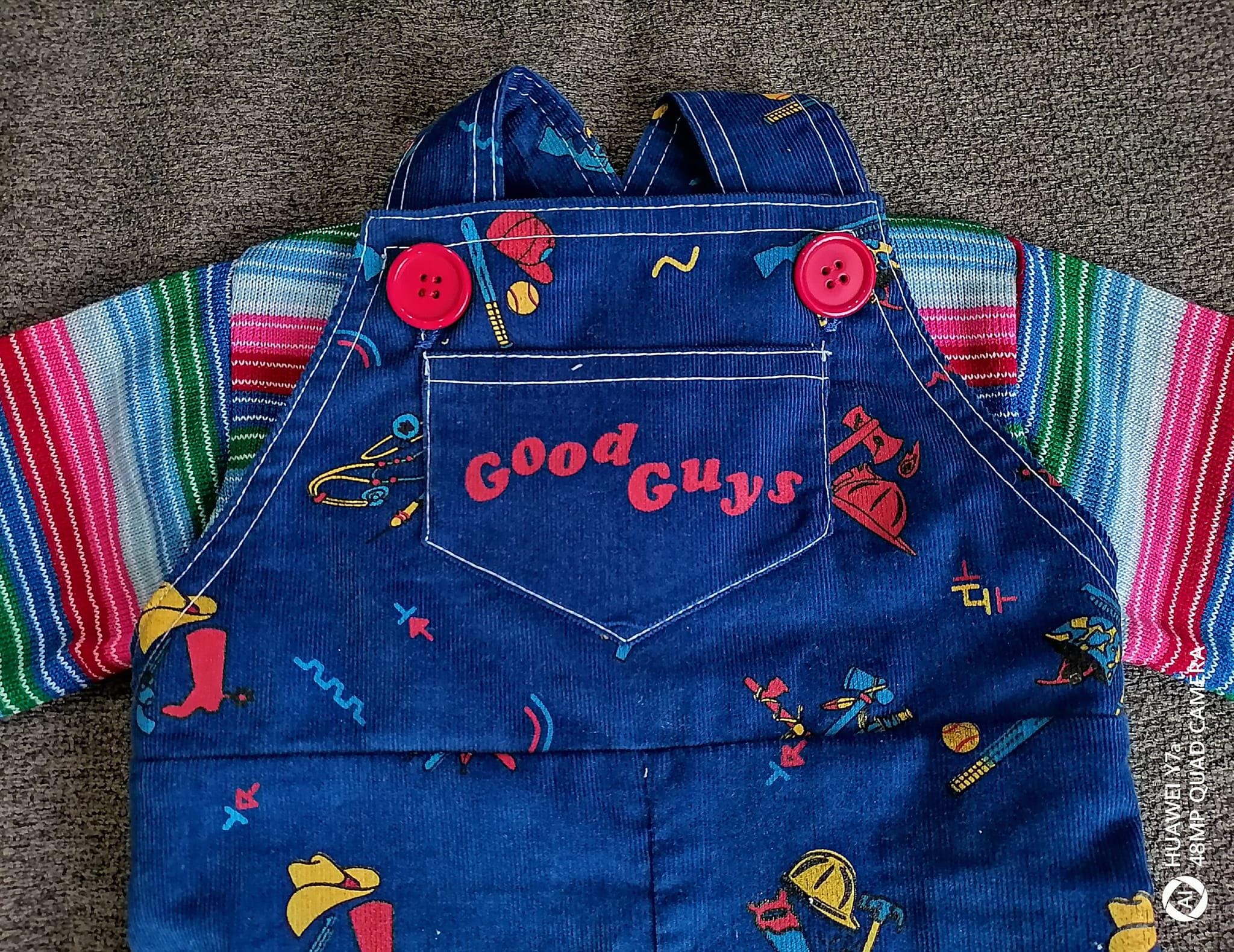 Chucky Doll Set 1:1 Scale - Knitted Sweater and Corduroy Overalls - Handmade