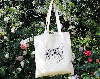 Cat Tote Bag Cotton Tote Bag Cat Bag Screen Printed Cat Cat Accessories Cat Lover Cat Gifts