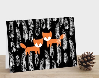 Halloween Foxes Card Halloween Greetings Card Orange Fox Fox Card Fox Gift Fox Lover Halloween Card Christmas Card