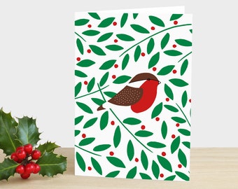 Robin Holly Christmas Card