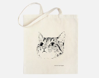 Cat Tote Bag Cat Bag Cat Cotton Shopping Bag Cats Cat Accessories Screen Printed Tote Bag Cat Gifts Cat Lovers