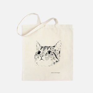 Cat Tote Bag Cat Bag Cat Cotton Shopping Bag Cats Cat Accessories Screen Printed Tote Bag Cat Gifts Cat Lovers image 1