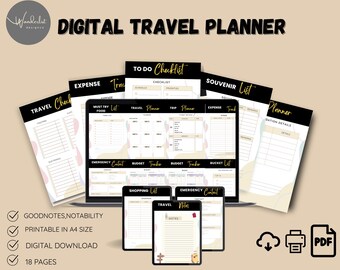 Travel Planner Printable , Digital GoodNotes